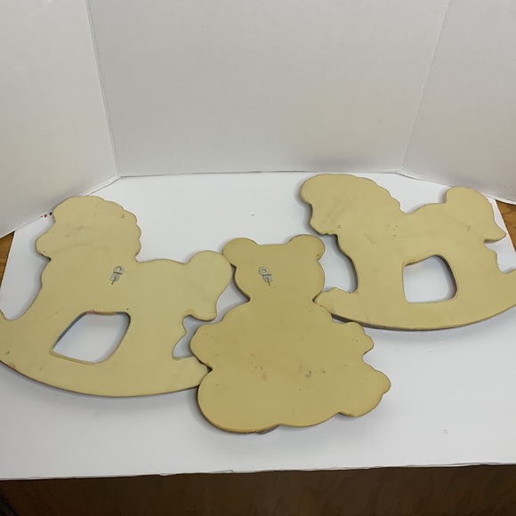 70’s Patchwork Collection | 2 Rocking Horses & 1 Teddy Bear Artwork Wall Hangs - Picture 5 of 13